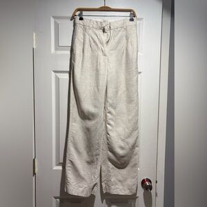 Aritzia Cream Wide-Leg Trousers